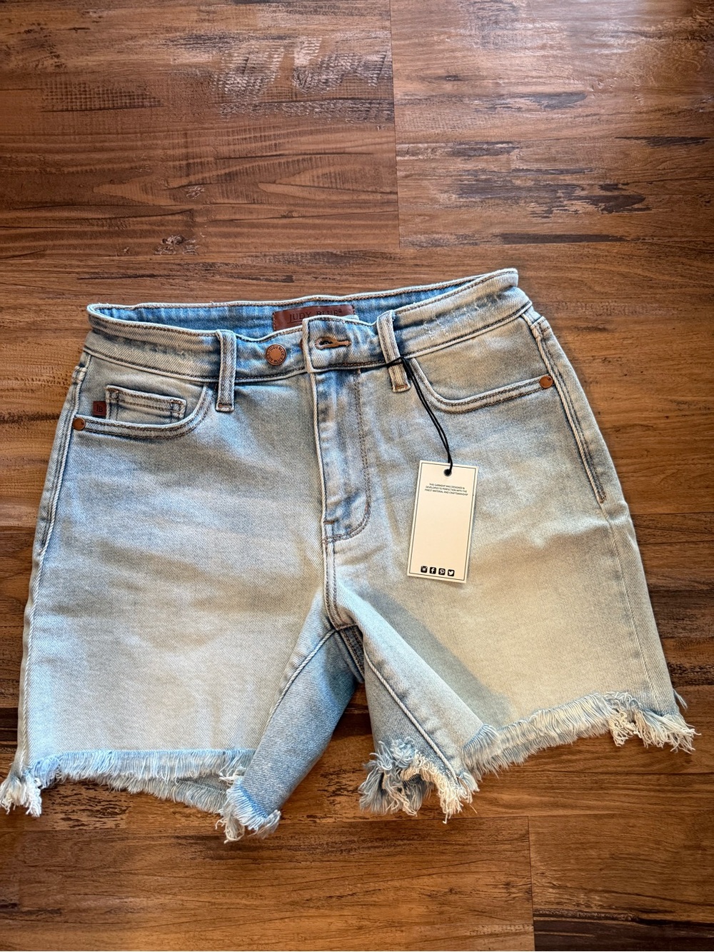 Judy Blue Light Blue Distressed Denim Shorts